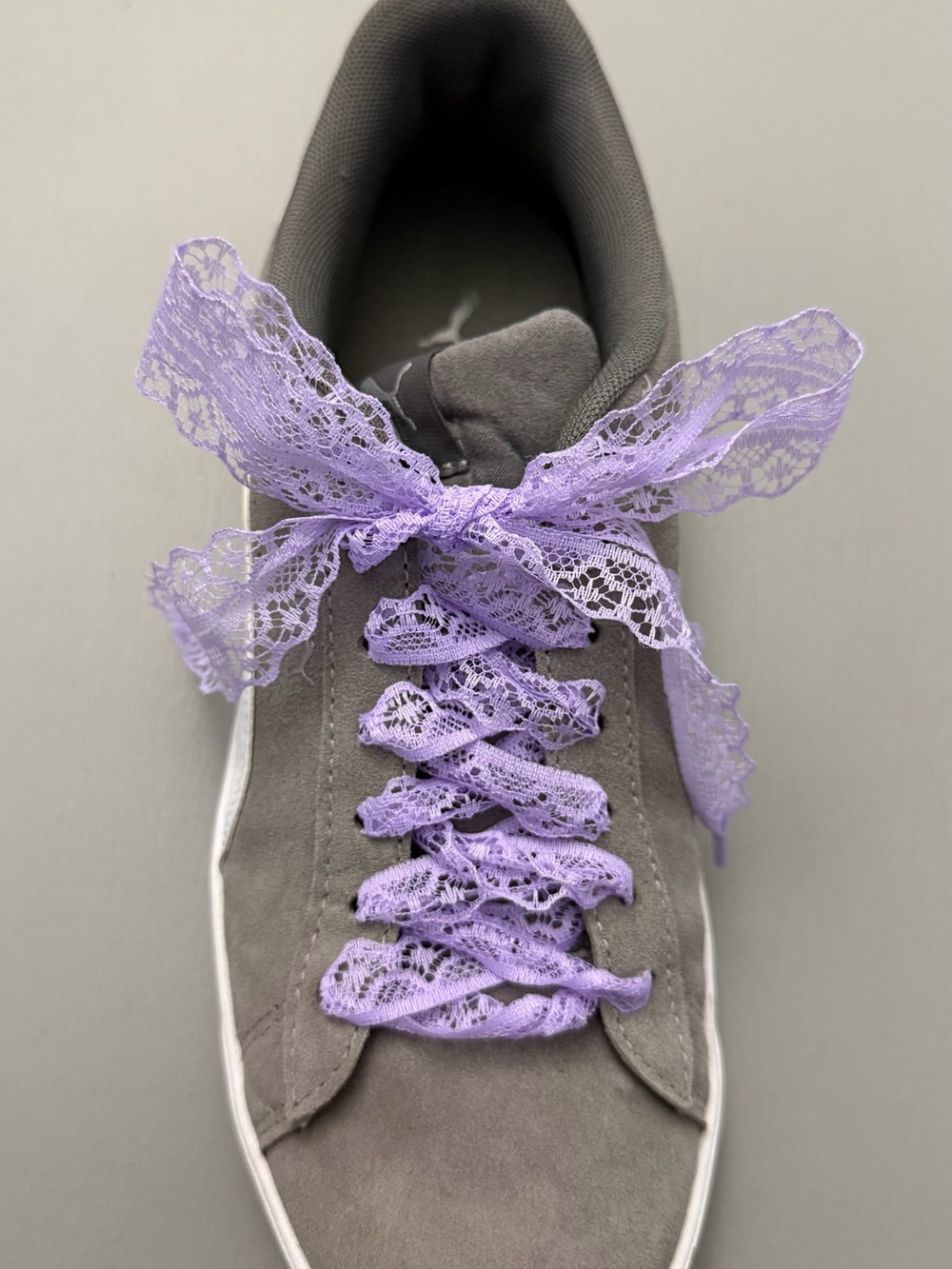 Lavender Lace Ribbon Shoe Laces Coquette Sneaker Laces Bow 47” Pair